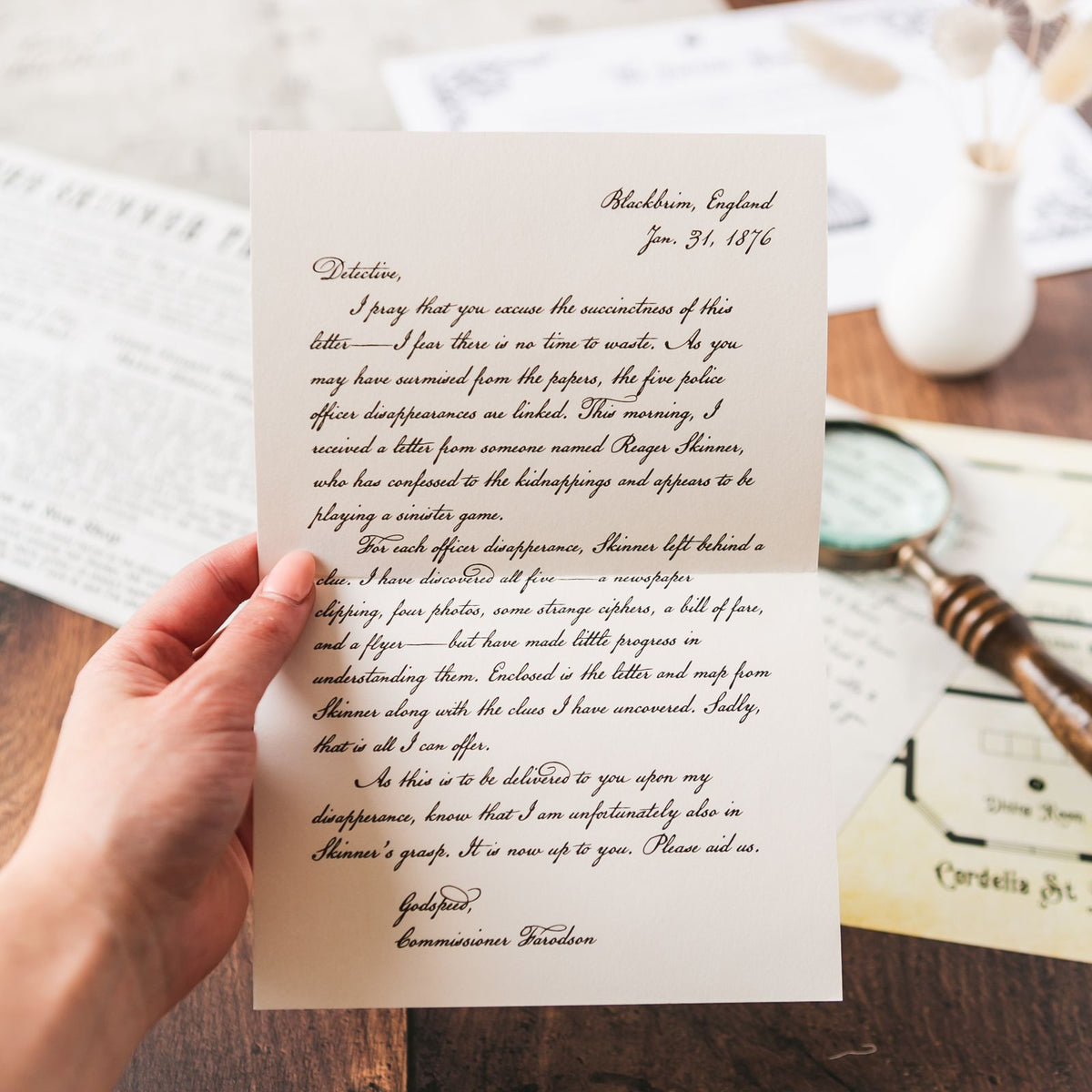 Blackbrim: 1876 detective letter with wax seal