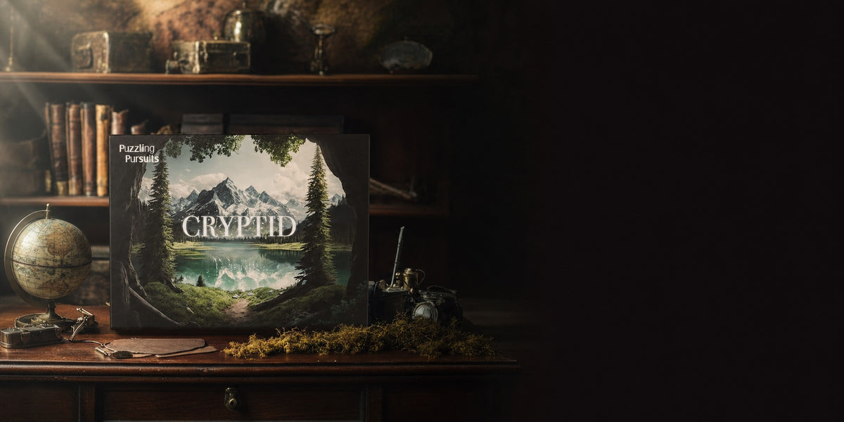 Cryptid game box on an expedition desk
